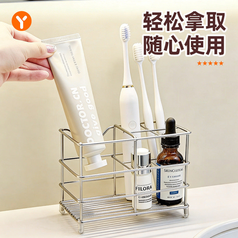 Stainless Steel Toothbrush Holder for Bathroom Vanity, Electric Toothbrush and Toothpaste Organizer