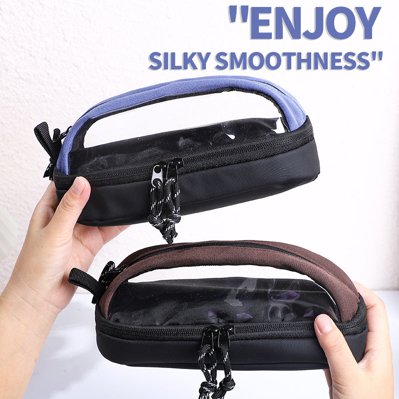 Semi-Circular Pencil Case Large Capacity Waterproof Stationery Pouch for Middle School Students