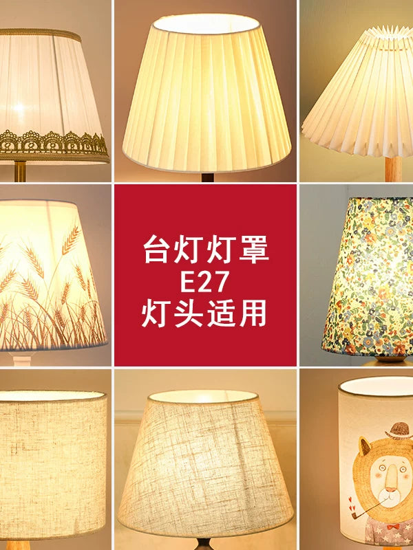Fabric Lampshade E27 Screw Base for Table Lamps, Conical/Cylindrical/Square, Anti-Glare