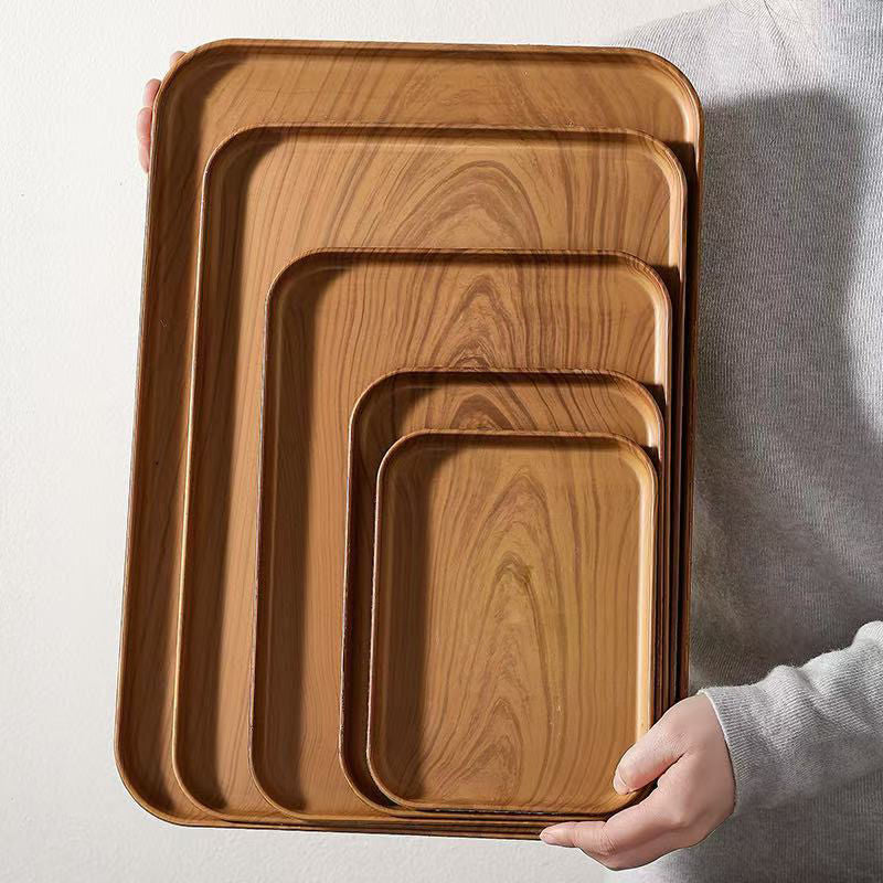 Ins Style Wood Grain Serving Tray for Coffee, Dessert, and Storage