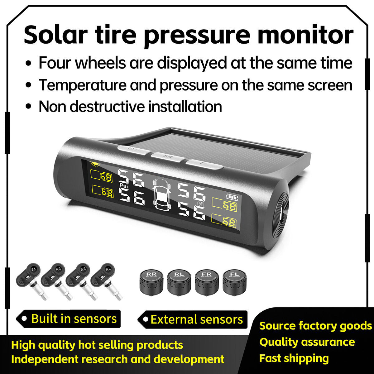 TY01 Solar-Powered Wireless TPMS with High-Precision Tire Pressure Monitoring