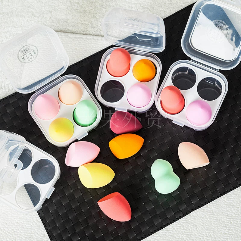 4-Pack Makeup Sponge Set, Beauty Blender for Face, Wet & Dry Use, Gourd Shape, Non-Powder Absorbing