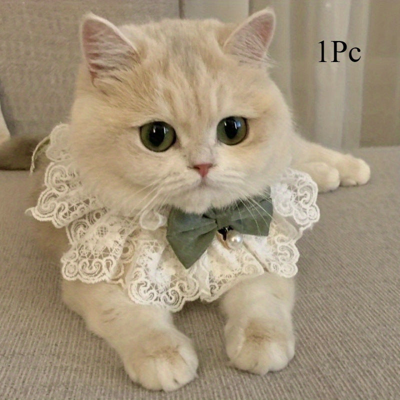 Pet Lace Ruffle Bib Collar for Cats and Small Dogs, Princess Style Scarf for Photoshoots, All Seasons