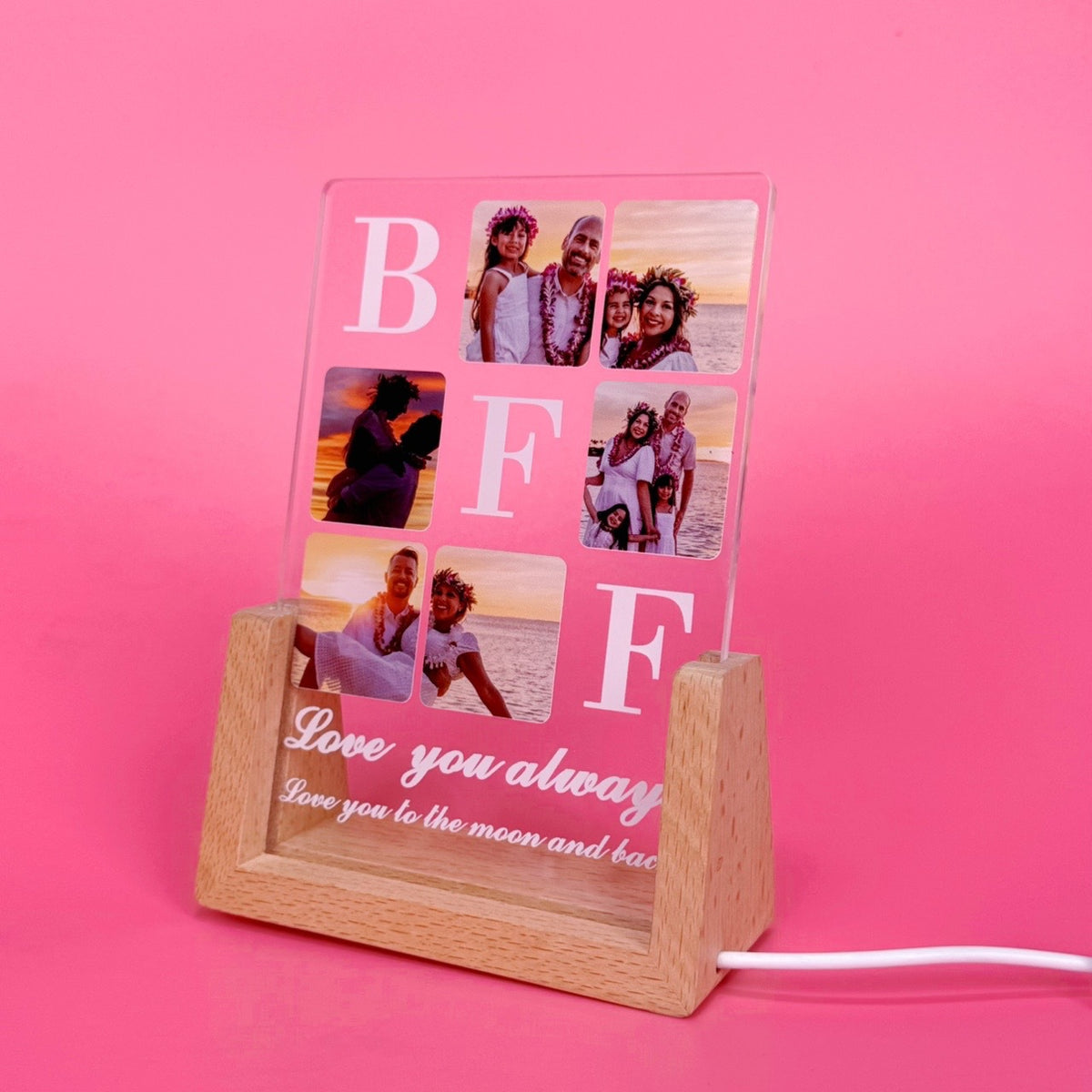Customizable USB Acrylic Photo Frame Night Light for Mother's Day & Father's Day