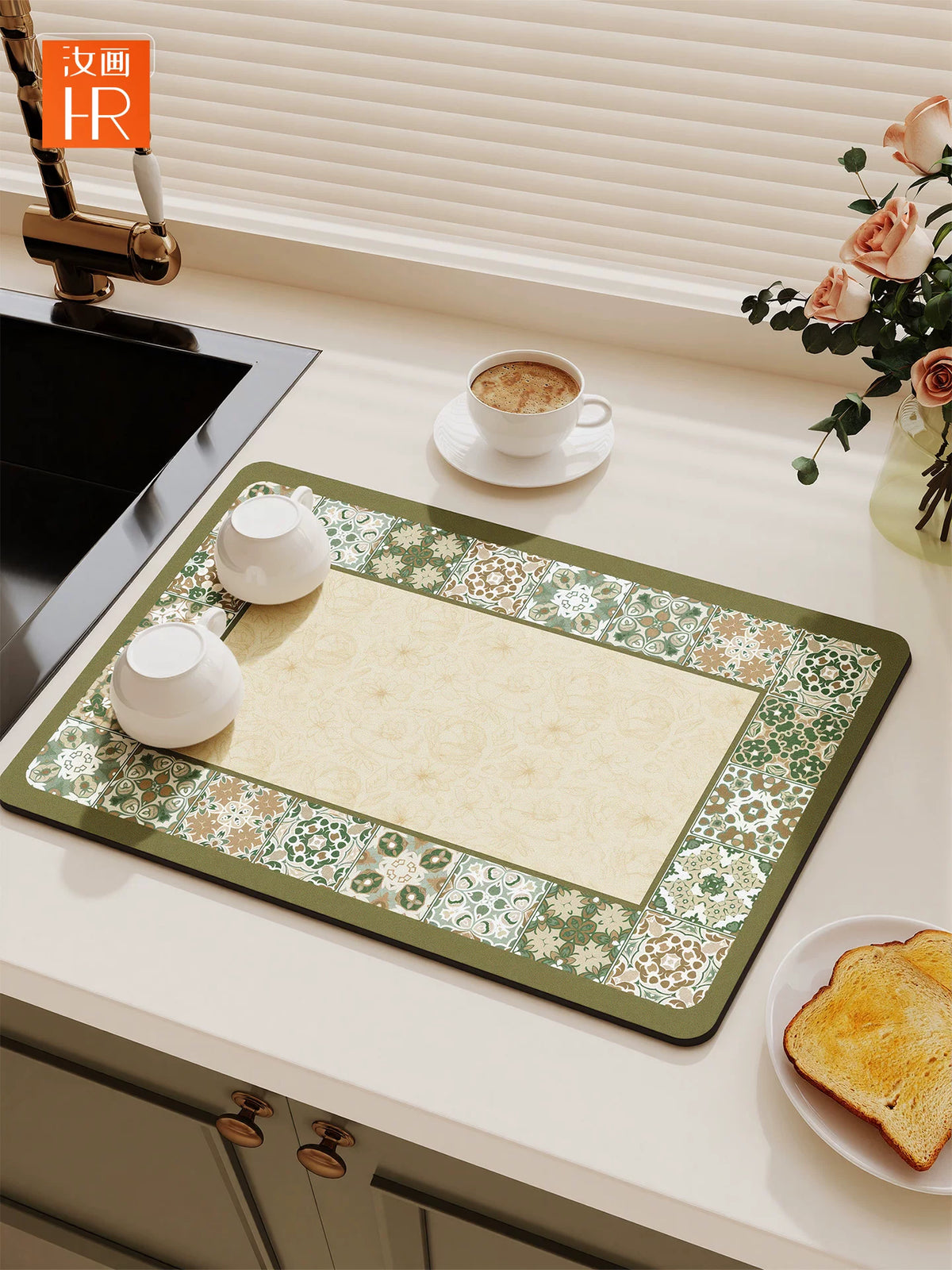 Diatomaceous Earth Kitchen Drain Mat Absorbent Oil-Proof Heat-Resistant Placemat for Dishwashing and Coffee Machines