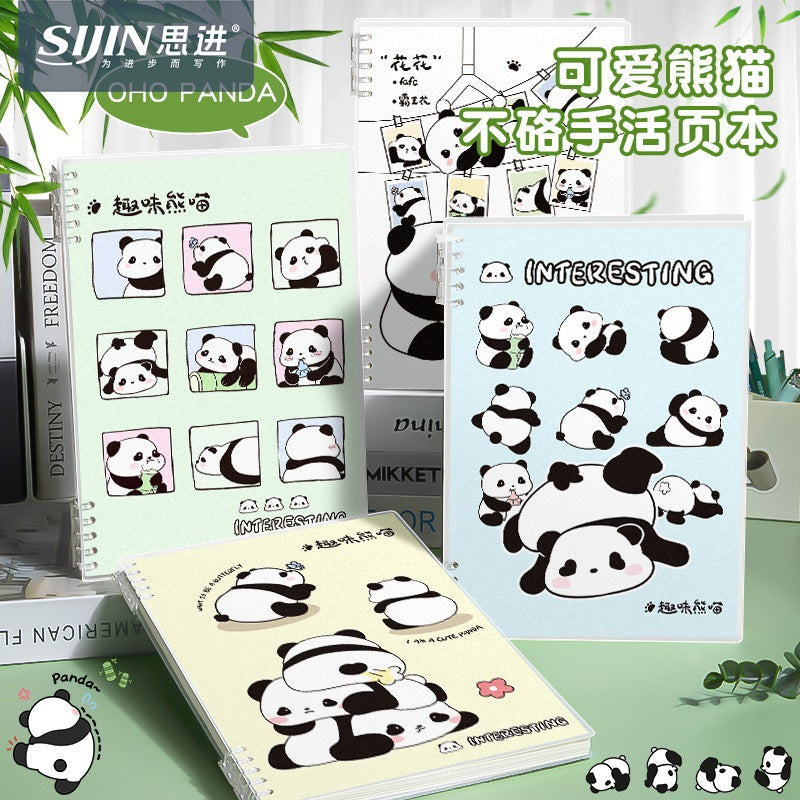 Cute Cartoon Panda Loose-Leaf Notebook A5/B5 Lined Detachable Notepad for Students