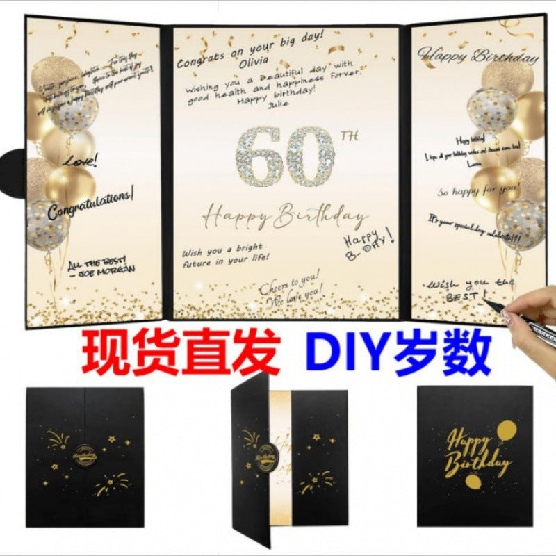 Birthday Party Guest Book DIY Signature Card Memory Book, Creative Birthday Gift for Friends