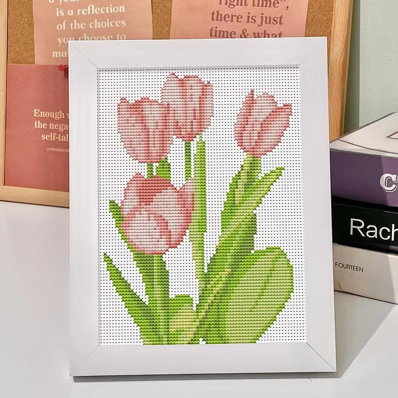 Tulip Cross Stitch Kit 2023 New Year of the Rabbit Embroidery for Beginners