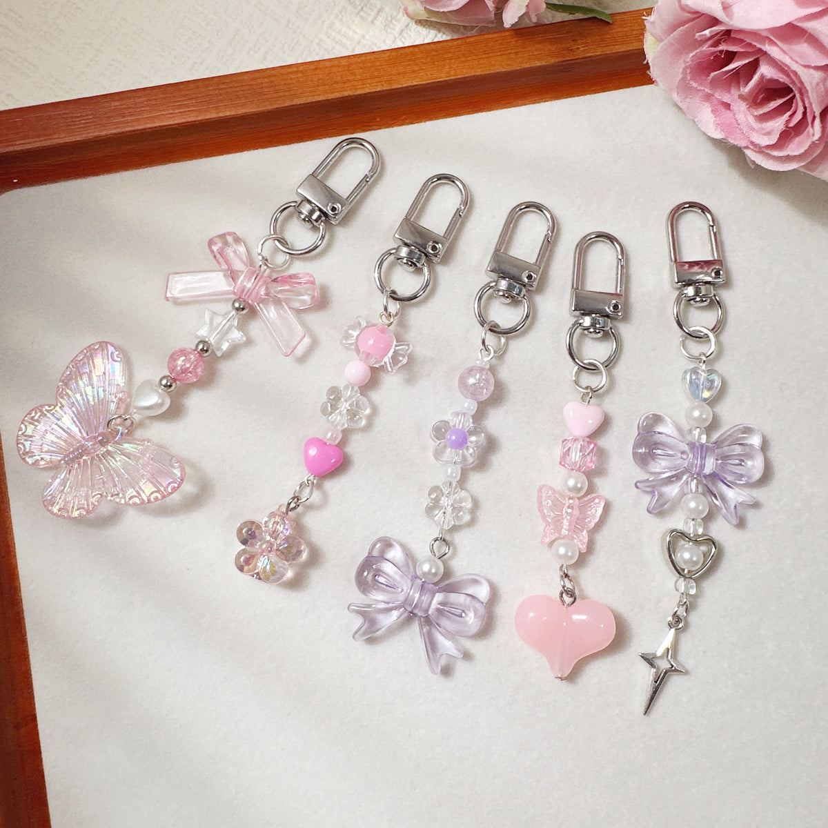 Dopamine Colorful Mini Keychain Bag Pendant Phone Charm Lanyard Set