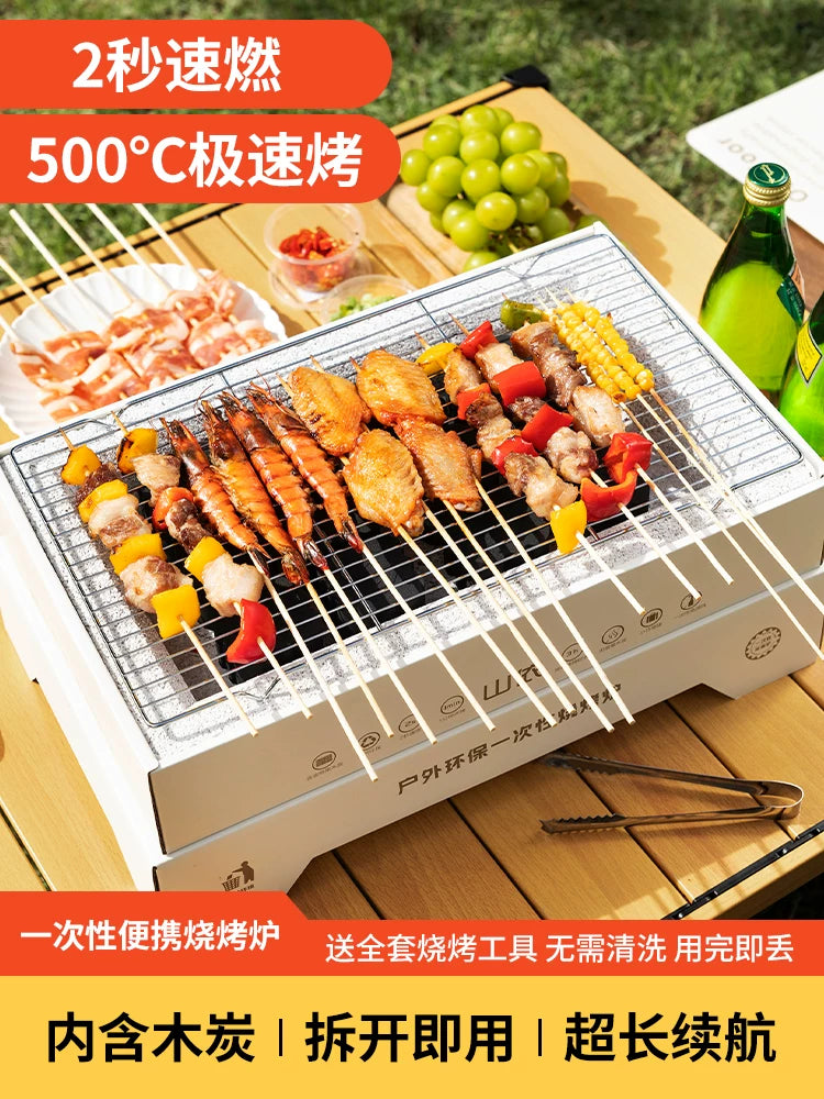 Portable Volcanic Rock BBQ Grill for Outdoor Camping and Home Use