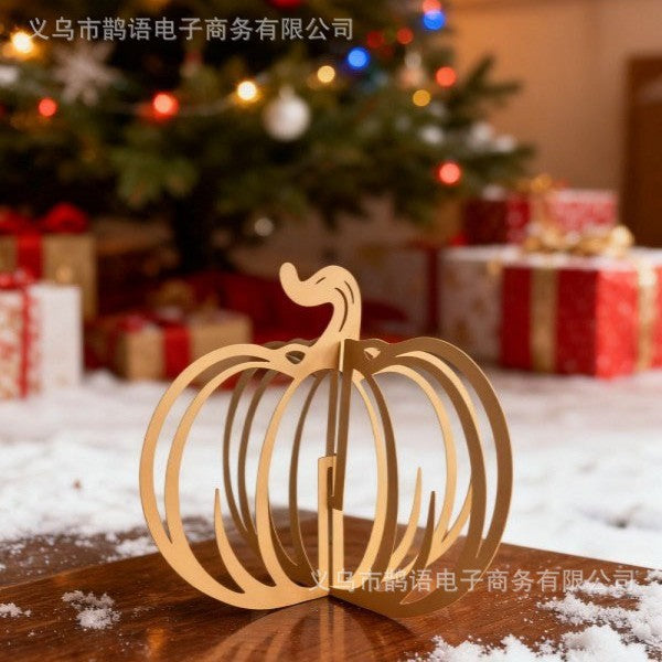 Thanksgiving Metal Pumpkin Autumn Outdoor Decor Halloween Tabletop Party Ornament Iron Art