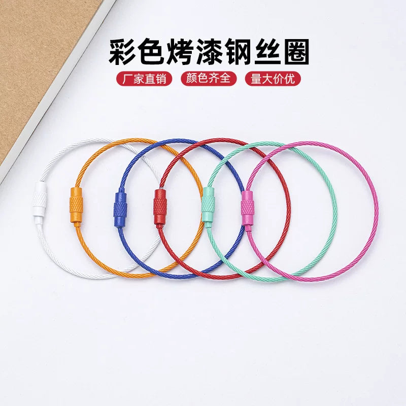Colorful Painted Steel Wire Keychain Rings for DIY Jewelry and Craft Projects