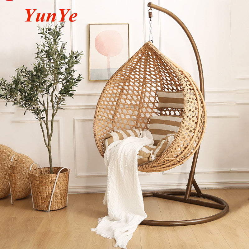 Modern Minimalist Hand-Woven Teardrop Hanging Basket Chair for Indoor/Outdoor Use