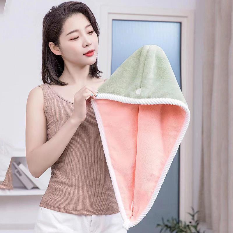 Dual-Sided Thickened Coral Fleece Hair Drying Towel Cap for Adults, Super Absorbent and Quick Dry