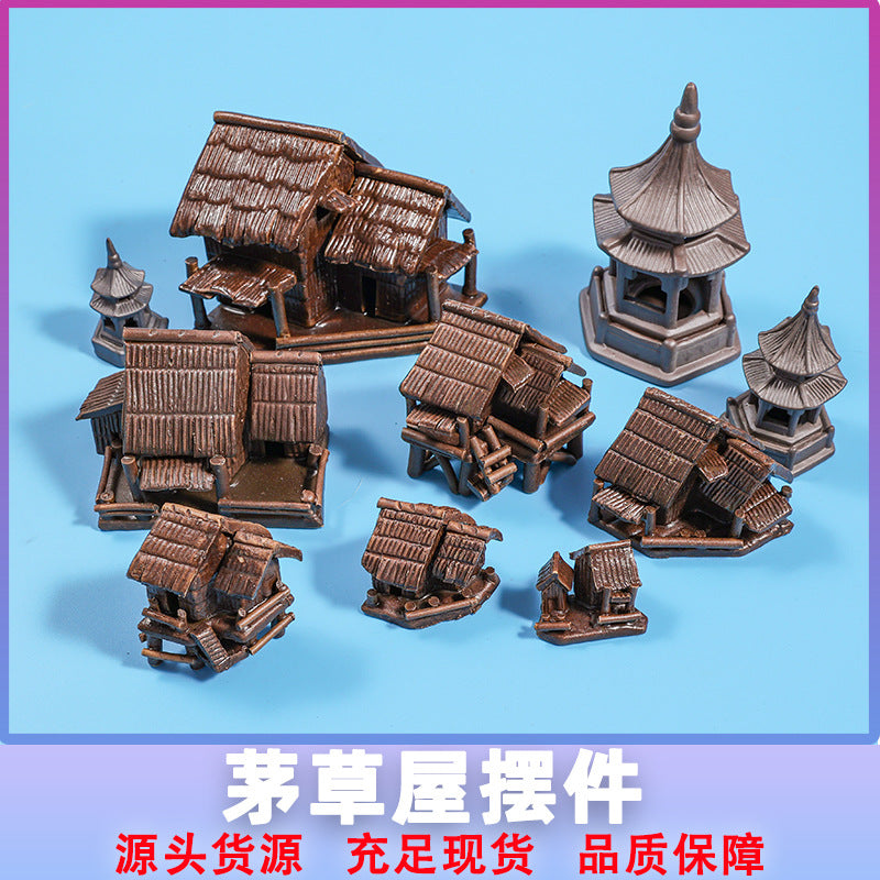 Ceramic Aquarium Ornament House Pavilion for Fish Tank Landscaping