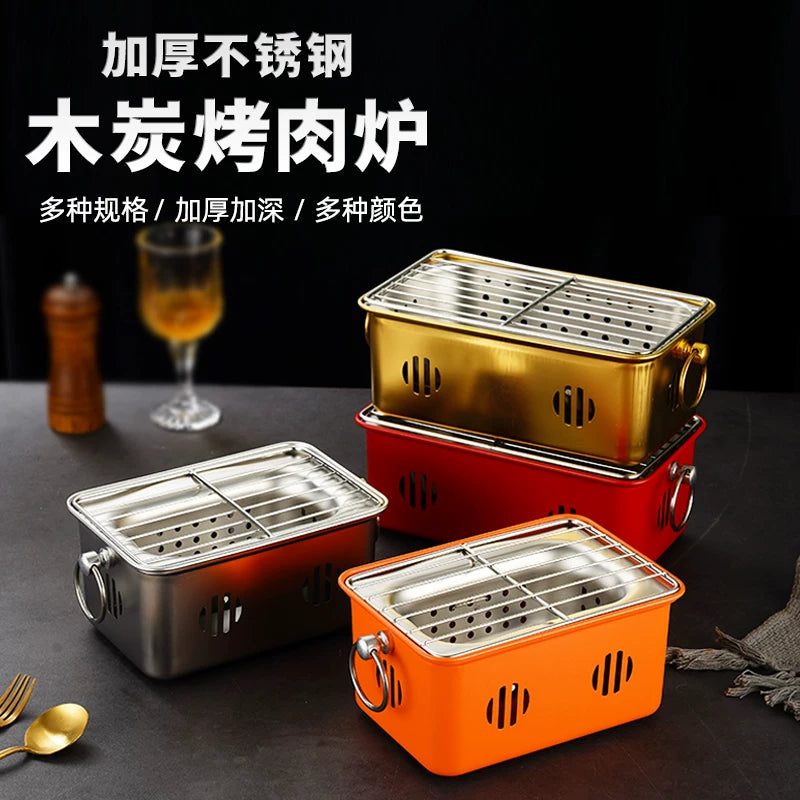 Korean Style Stainless Steel Charcoal Grill for Home and Commercial Use