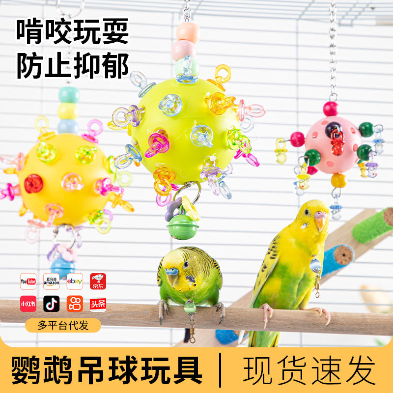 Parrot Chew Toy Ball for Small Birds, Cage Decoration and Entertainment