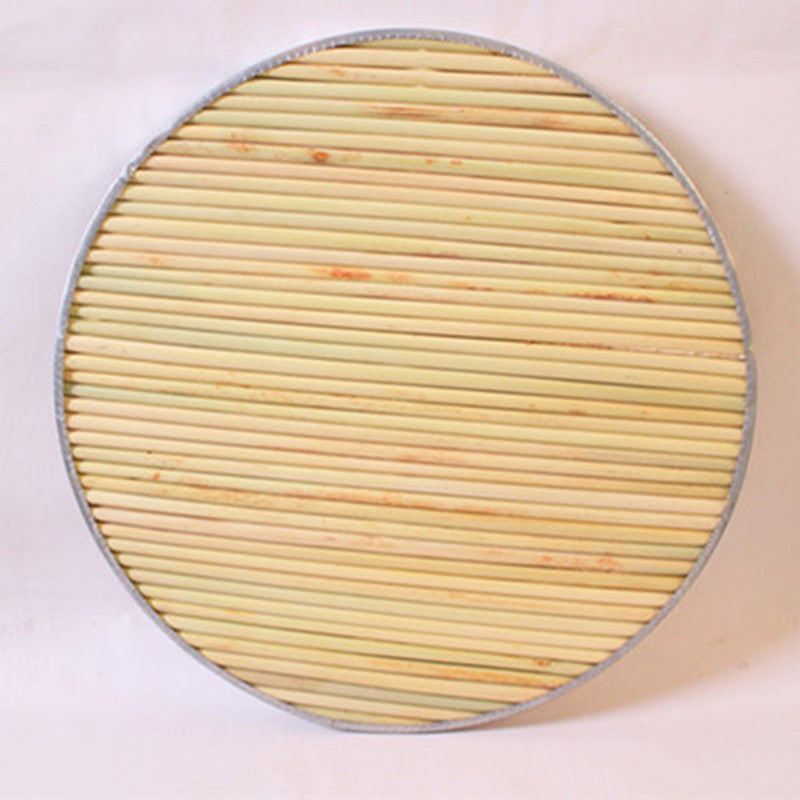 Handmade Sorghum Stalk Dumpling Mat with Bamboo Rim - Round Pot Lid & Food Tray for Home Kitchen