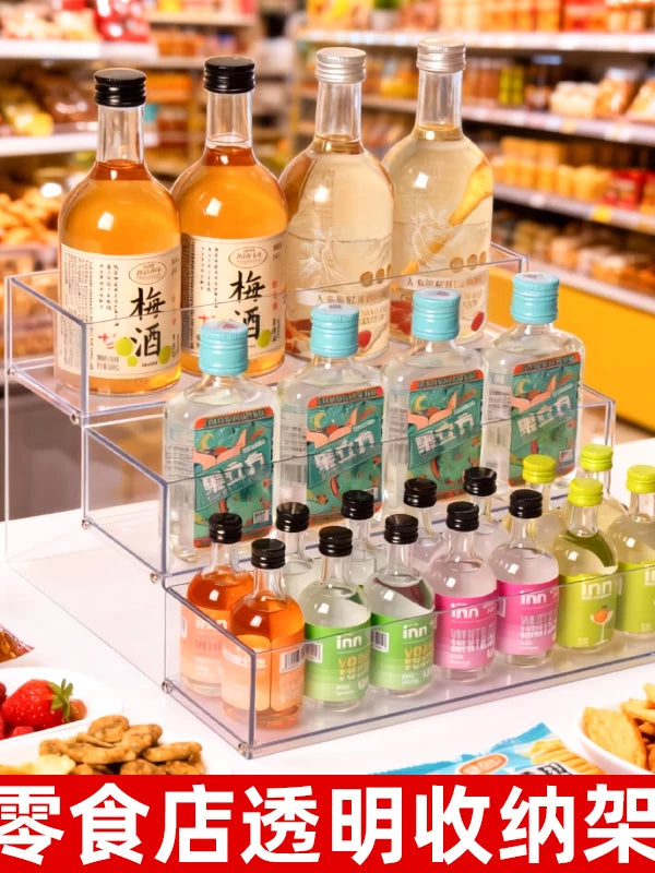 Clear Acrylic Tiered Display Stand for Liquor Bottles and Collectibles