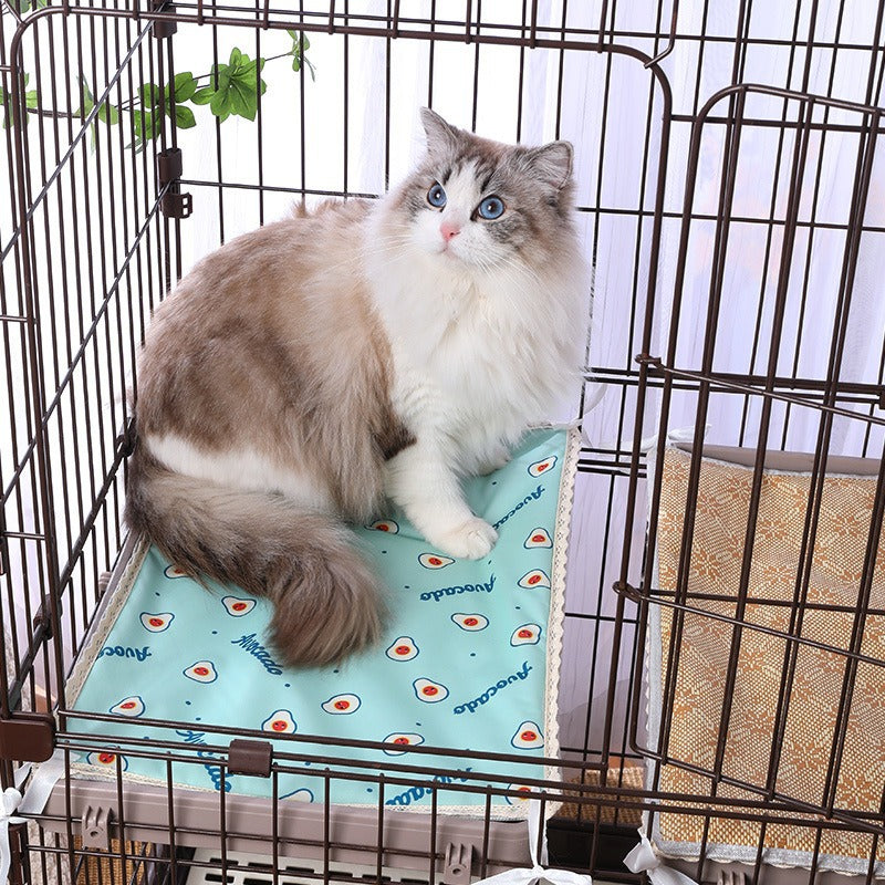 Summer Ice Silk Pet Cooling Mat for Cat Cages and Platforms, Tie-On Design