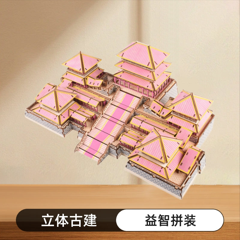 Adult 3D Wooden Puzzle Model Ancient Chinese Palace Building Kit Educational Toy