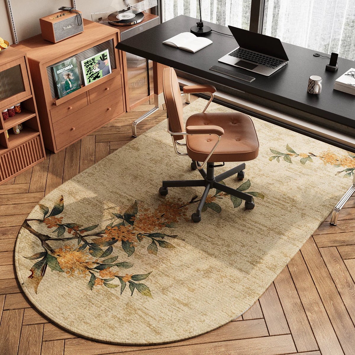 Arched Non-Slip Wear-Resistant Office Chair Mat for Hardwood Floors and Carpets