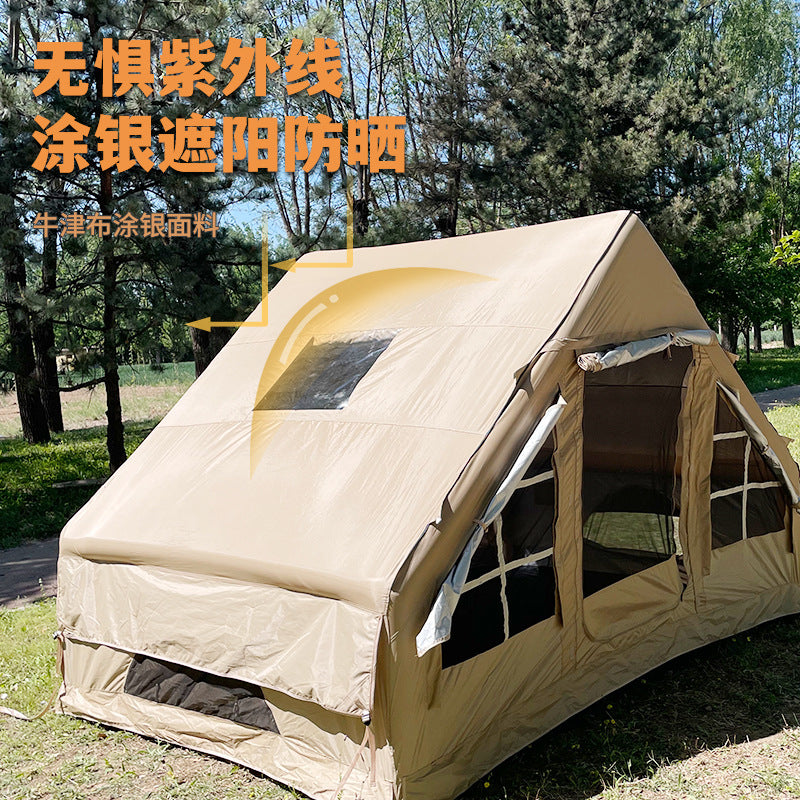Inflatable Double-Door Outdoor Camping Tent for 4-6 People, Sunshade Shelter for Family Trips