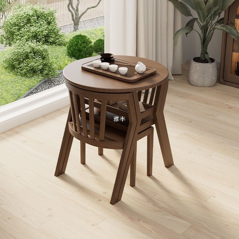 Balcony Bistro Set Solid Wood Round Table and 2 Chairs