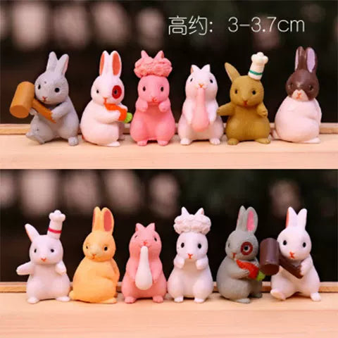 Cute Mini Rabbit Figurines for Micro Landscape and Desktop Decor
