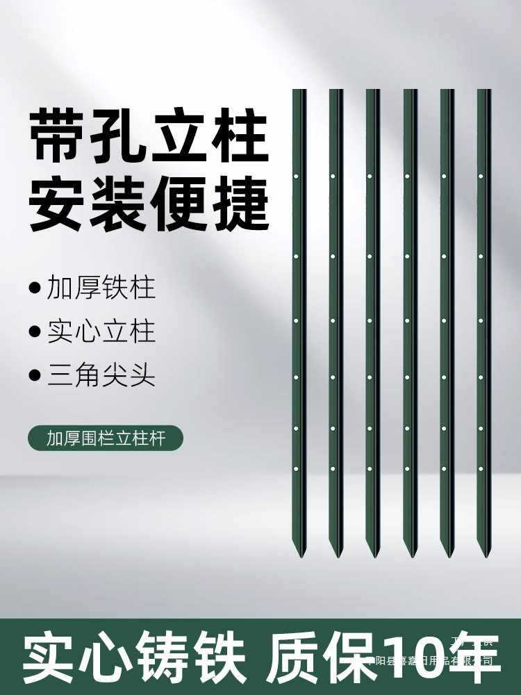 Heavy-Duty Solid Cast Iron Fence Post for Outdoor Garden and Farm Protection, Rust-Resistant Ground Spike