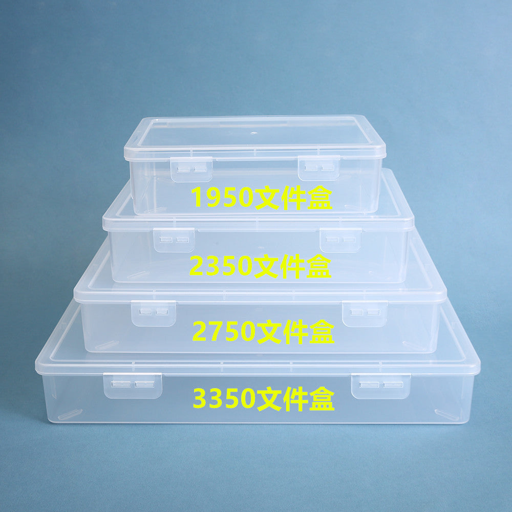 Clear PP Plastic Storage Box with Lid for A4 Documents and Stationery