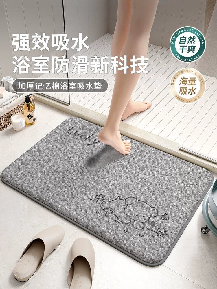Absorbent Non-Slip Bathroom Mat for Toilet, Shower, and Vanity Areas
