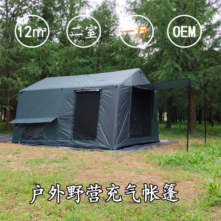 Inflatable Oxford Cloth Camping Tent for 2-8 People, 12sqm, 420D, Waterproof, Moisture-proof, Portable, Easy Setup
