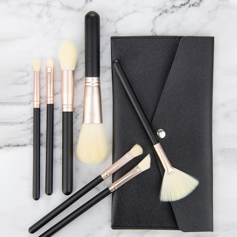 Makeup Brush Set with Wooden Handles for Powder, Eyeshadow, Lip, Concealer, Blush, Foundation - Soft Bristles, Portable with Storage