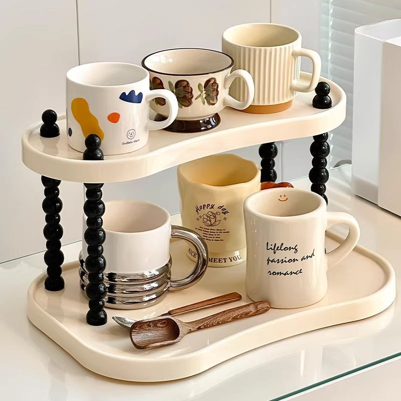 Luxury 2/3-Tier Coffee Mug & Teacup Storage Rack with Display Stand