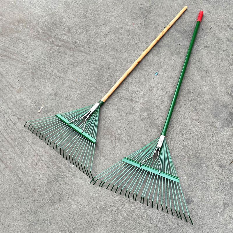 Garden Leaf Rake with Long Wooden Handle for Yard and Garden Cleanup