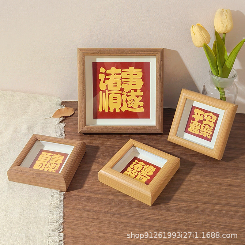 Square Mini Photo Frame Hollow Simple Desktop Solid Wood Picture Frame Ornament