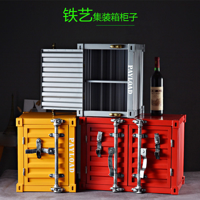 Industrial Style Metal Container Nightstand Storage Cabinet Display Box for Cafe & Clothing Stores