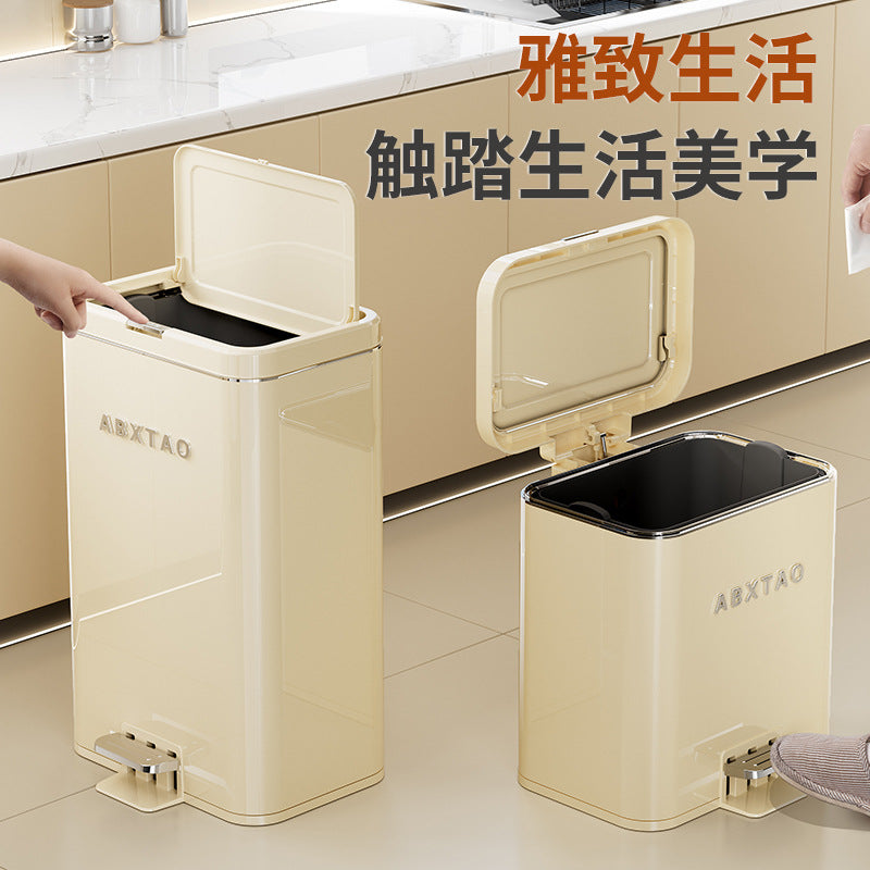 Household Dual-Opening Pedal Trash Can for Kitchen, Living Room, Bedroom, Bathroom