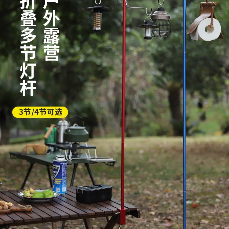 Outdoor Camping Foldable Lamp Pole Portable Aluminum Alloy Desktop Light Stand for Hanging Lanterns