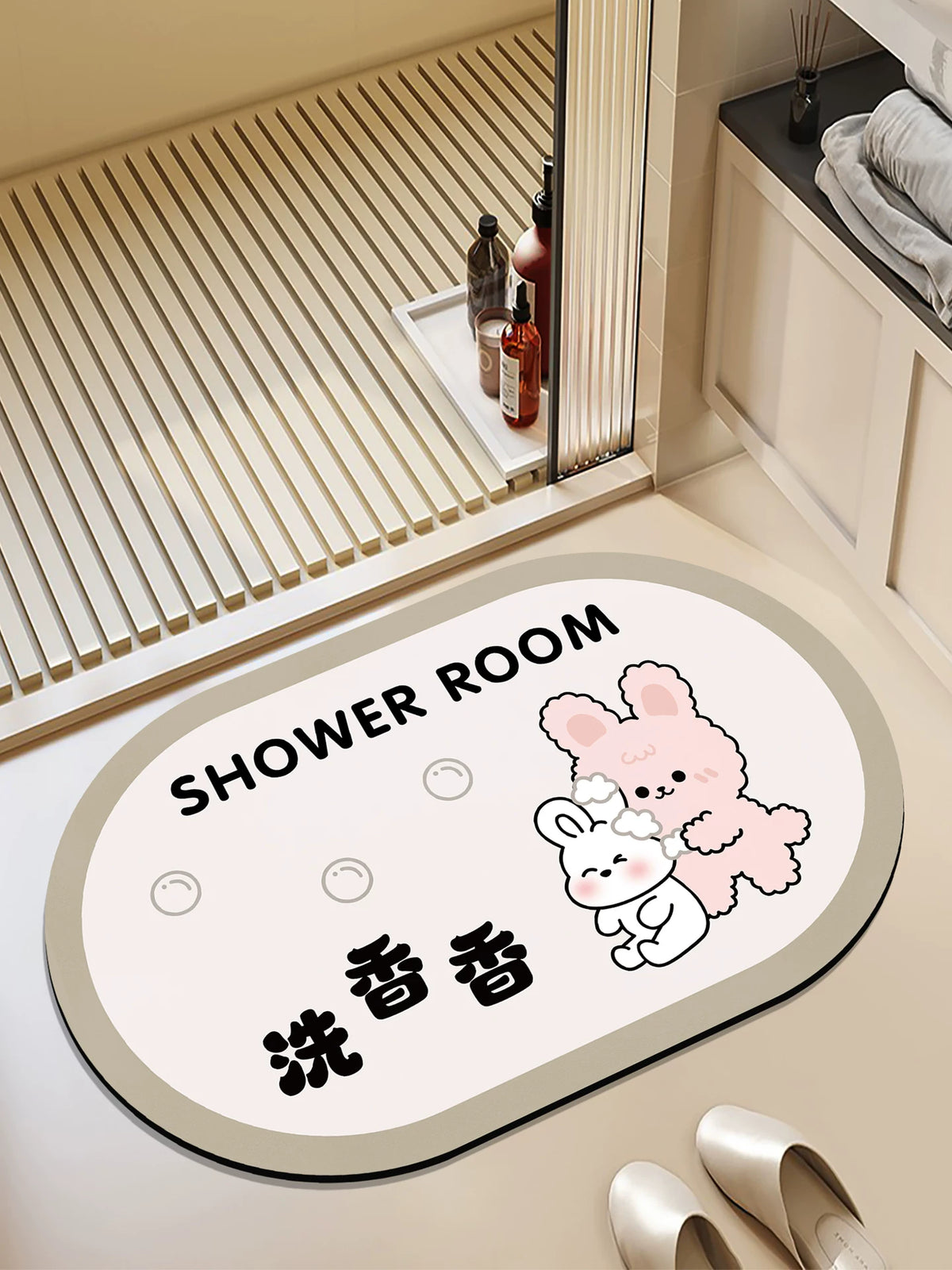 Diatomaceous Earth Bathroom Mat Super Absorbent Non-Slip Quick Dry Floor Mat for Shower, Toilet, and Entryway