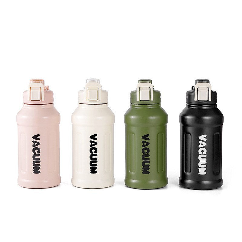 Large Capacity Stainless Steel Outdoor Sports Water Bottle with Straw, Insulated