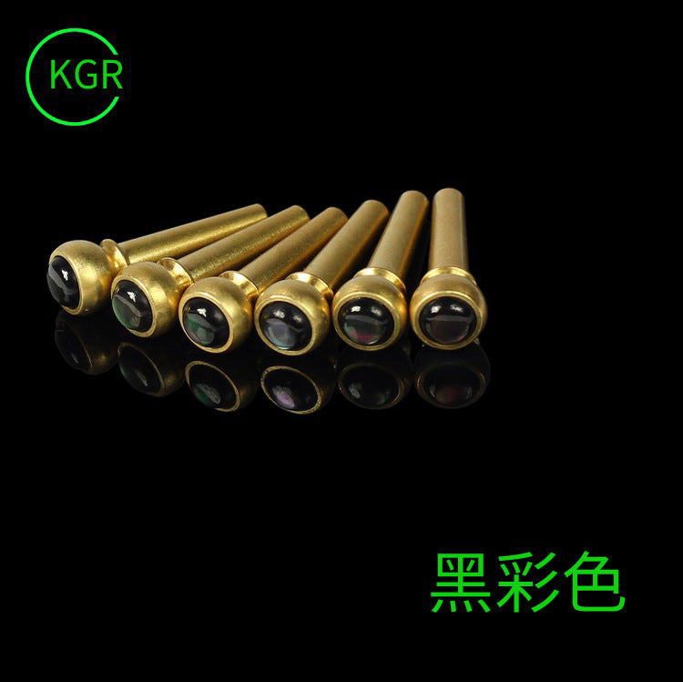 Guitar Bridge Pins Brass with Abalone Dot Inlay for Acoustic Guitars