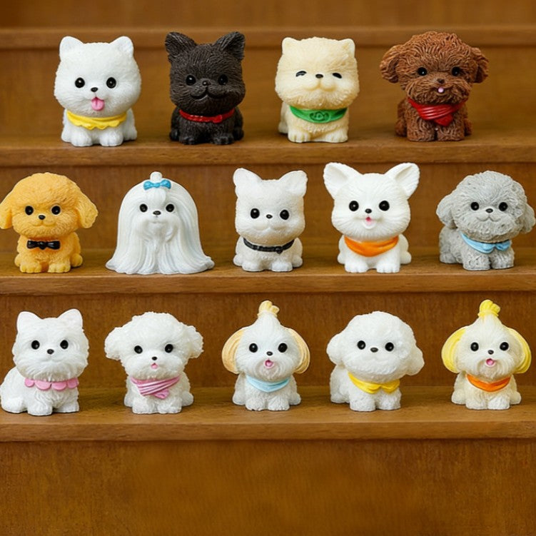 Miniature Resin Cartoon Dog Figurines for Micro Landscape and Car Dashboard Decor