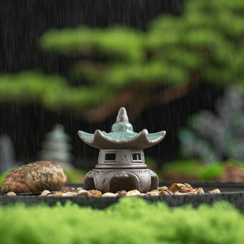 Chinese Zen Ceramic Pavilion Aquarium Landscaping Ornament