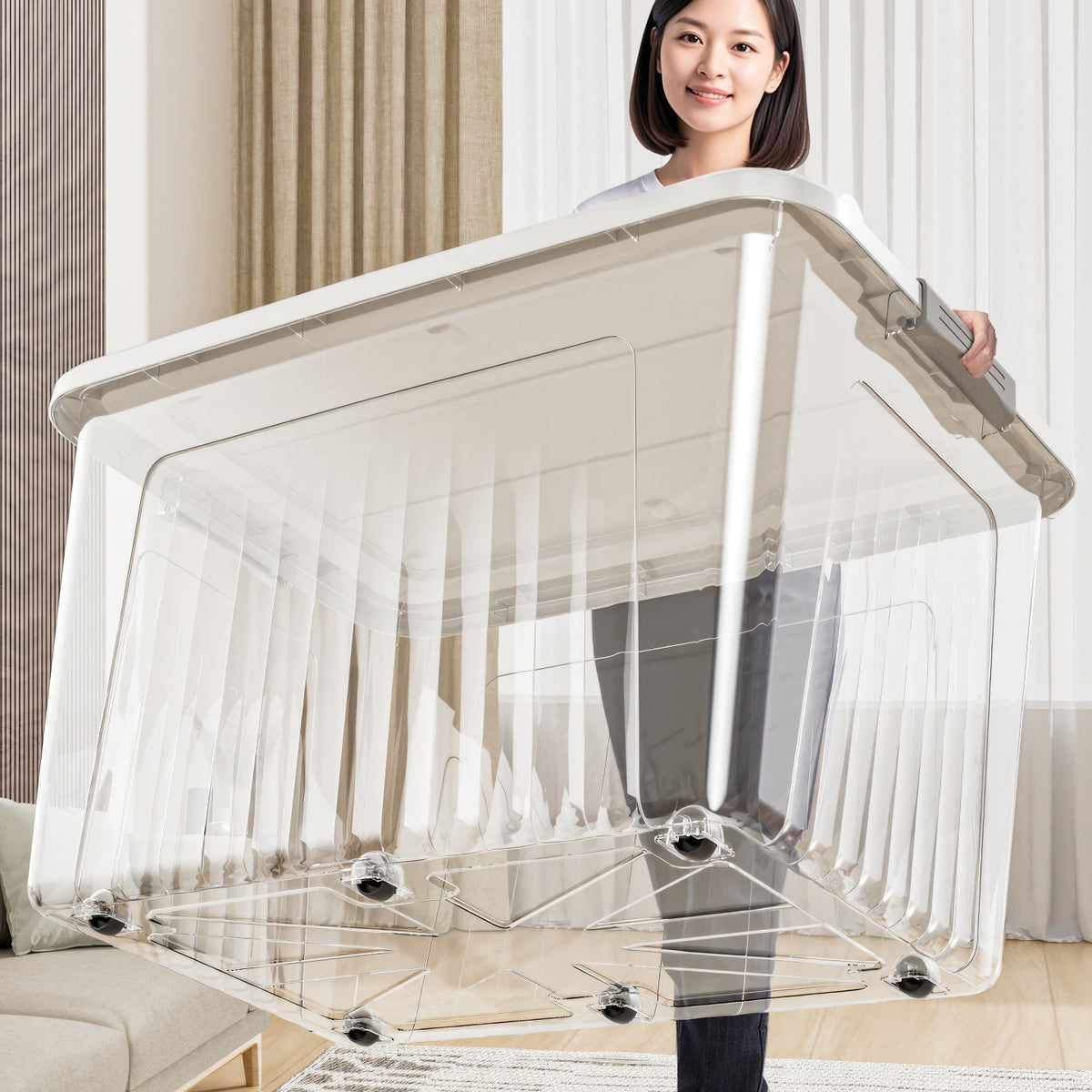 Clear Stackable Storage Box with Lid for Clothes, Toys, and Home Organization