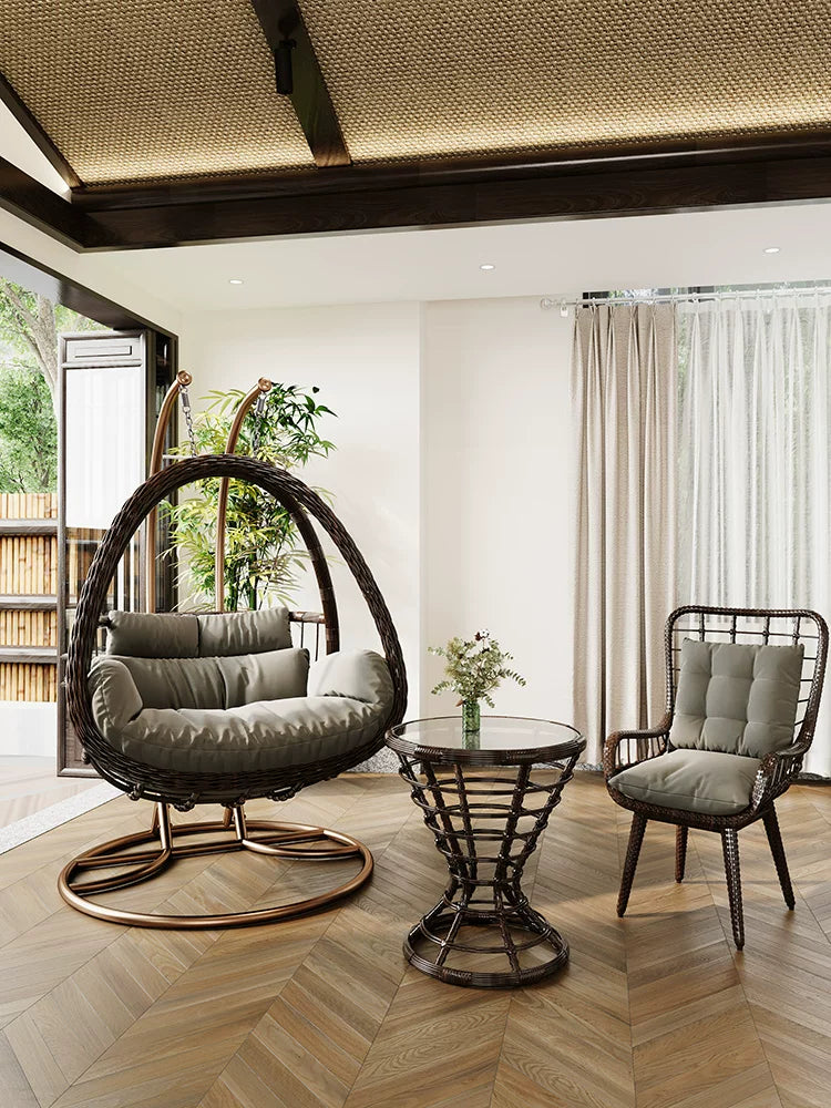 Rattan Wicker Hanging Basket Chair Swing for Indoor Outdoor Patio Balcony