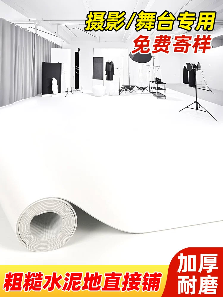 White PVC Waterproof Non-Slip Floor Mat for Commercial & Residential Use, Easy-Clean Large Area Carpet