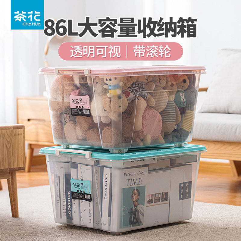 Chahua Transparent Storage Box 86L Large Capacity Home Organizer Durable Extra Large Storage Container
