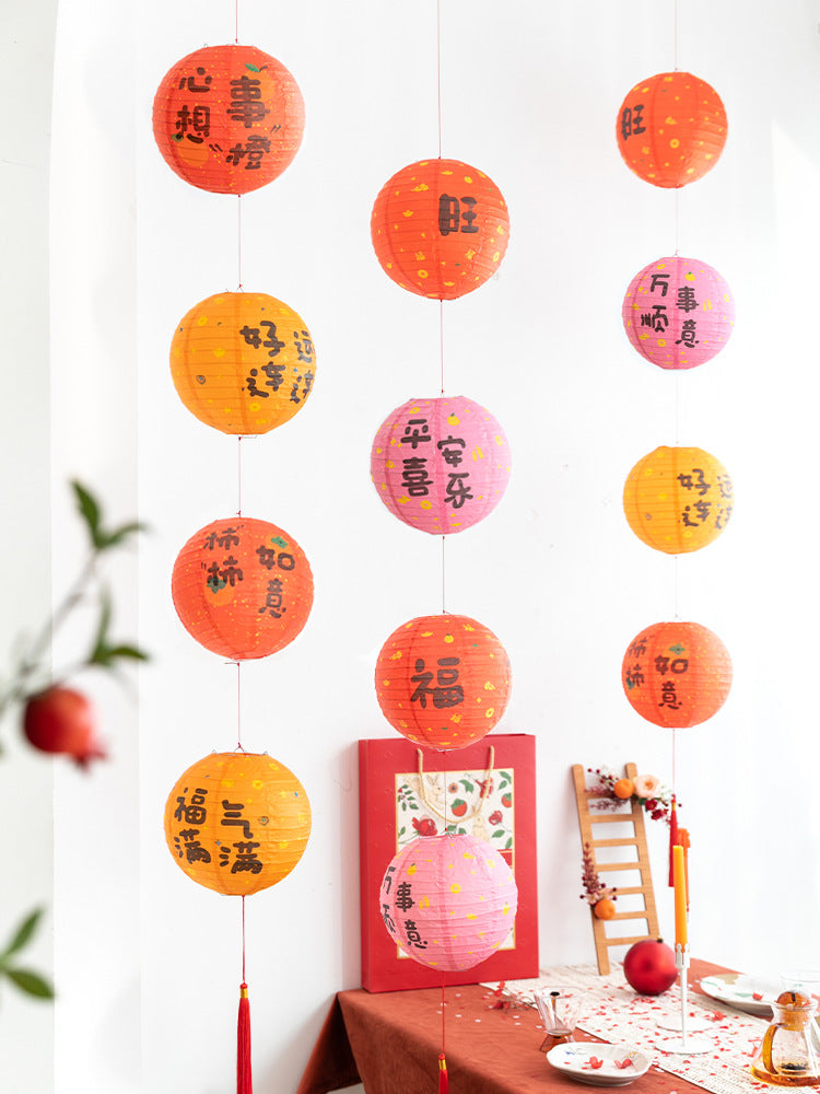 Chinese New Year Red Lantern String Lights with Fu Character for Festive Home Decor